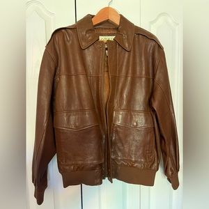 ORVIS 100% Leather Bomber Jacket; Size L; Color: Cognac - No Flaws - Worn once.